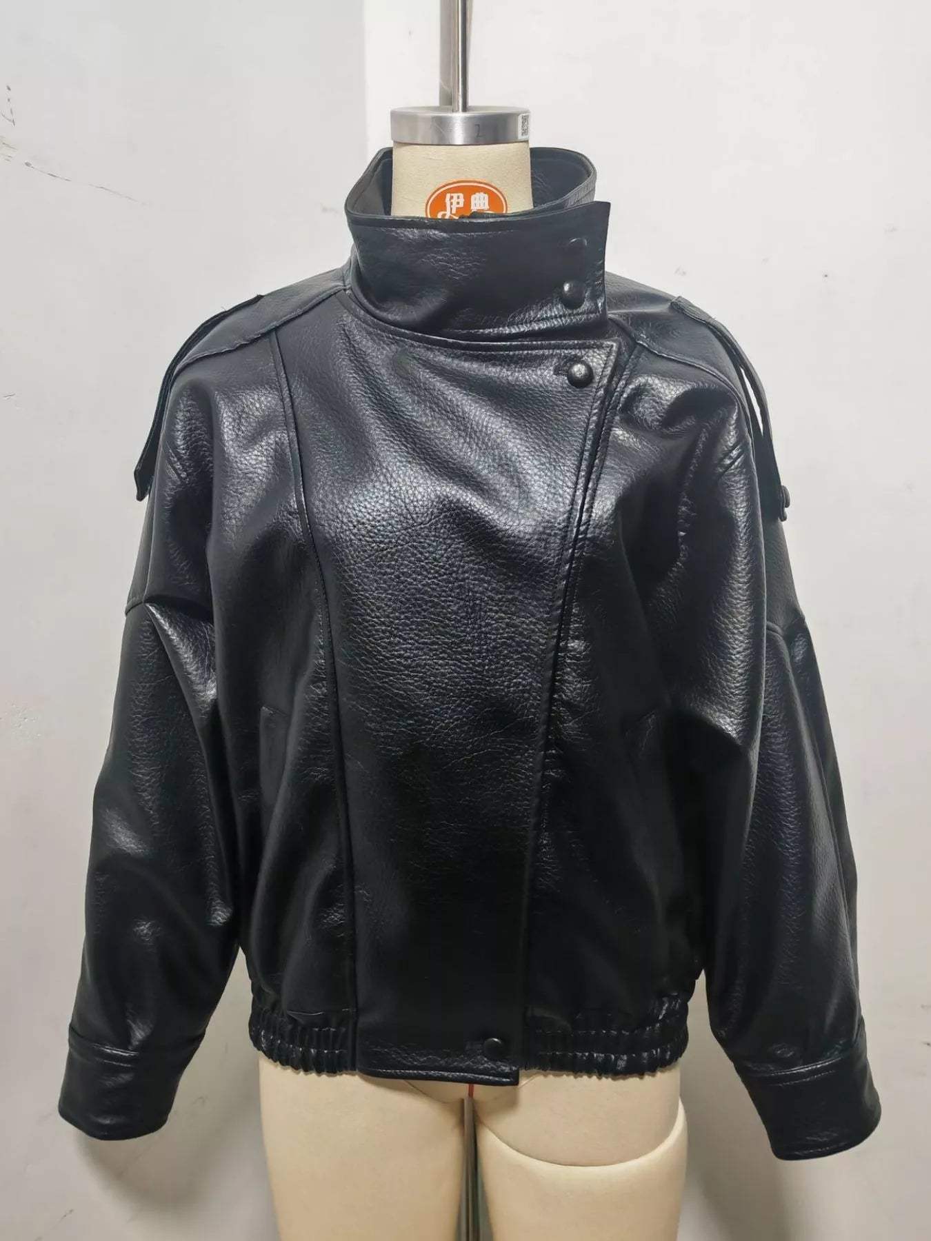 Zip-Up Faux Leather Moto Jacket - Trendsi - Flyclothing LLC