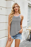 Florira Contrast Striped Round Neck Cami - Trendsi