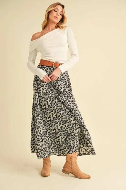 Aemi+Co Leopard Midi Skirt - Trendsi - Flyclothing LLC
