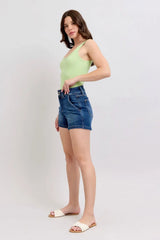 Judy Blue Full Size Double Button Waistband Denim Shorts Plus Size - Trendsi - Flyclothing LLC