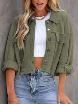 Button Up Long Sleeve Jacket - Trendsi - Flyclothing LLC