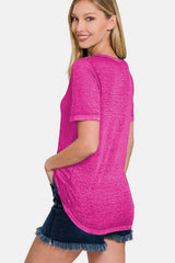 Zenana V-Neck Short Sleeve T-Shirt - Trendsi - Flyclothing LLC