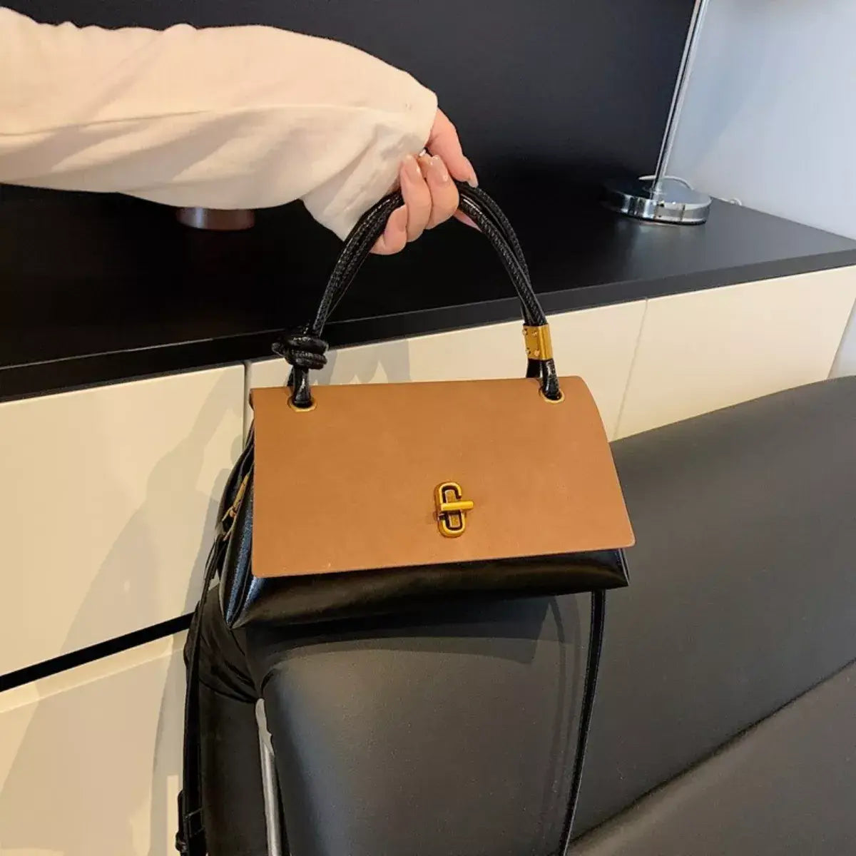 Flap Crossbody Bag with Top Handle - Trendsi - Flyclothing LLC