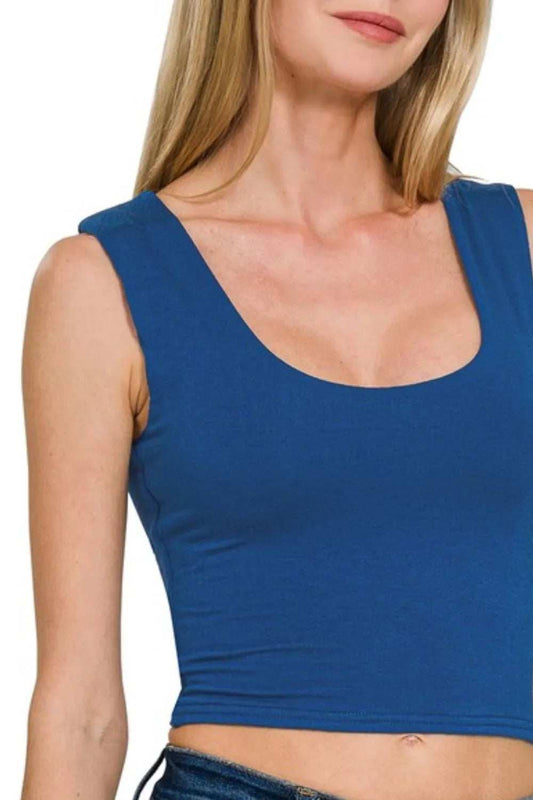 Zenana Double Layered Cropped Tank Top - Trendsi - Flyclothing LLC