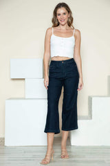 Judy Blue Full Size Side Seam Braid Detail Crop Wide Leg Jeans - Trendsi - Flyclothing LLC