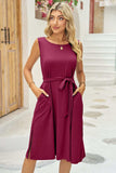 Tied Round Neck Sleeveless Dress - Trendsi - Flyclothing LLC