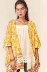 Davi & Dani Floral Printed Short Sleeve Loose Fit Kimono Cover Up - Trendsi - Flyclothing LLC
