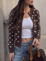 Polka Dot Button Up Cardigan - Trendsi - Flyclothing LLC