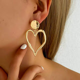 Women Fashion Geometric Heart Circle Drop Earrings Studs, Minimalist High End Daily Versatile Ear Ornaments - My Store - Flyclothing LLC