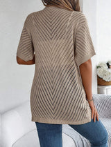 Openwork Open Front Half Sleeve Cardigan - Trendsi - Flyclothing LLC