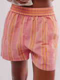 Striped Elastic Waist Shorts - Trendsi - Flyclothing LLC