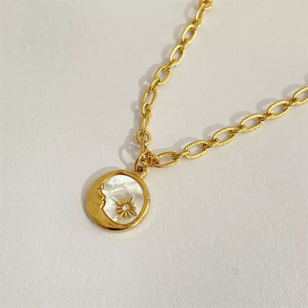 18K Gold-Plated Titanium Steel Pendant Necklace - Trendsi - Flyclothing LLC