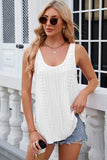 Florira Eyelet Round Neck Tank - Trendsi