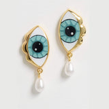 Stainless Steel Blue-eyed Pearl Earrings - My Store - Flyclothing LLC