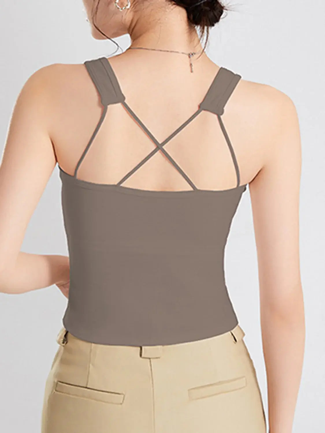 Crisscross Scoop Neck Wide Strap Cropped Tank with Chest Pads - Trendsi - Flyclothing LLC