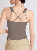 Crisscross Scoop Neck Wide Strap Cropped Tank with Chest Pads - Trendsi - Flyclothing LLC