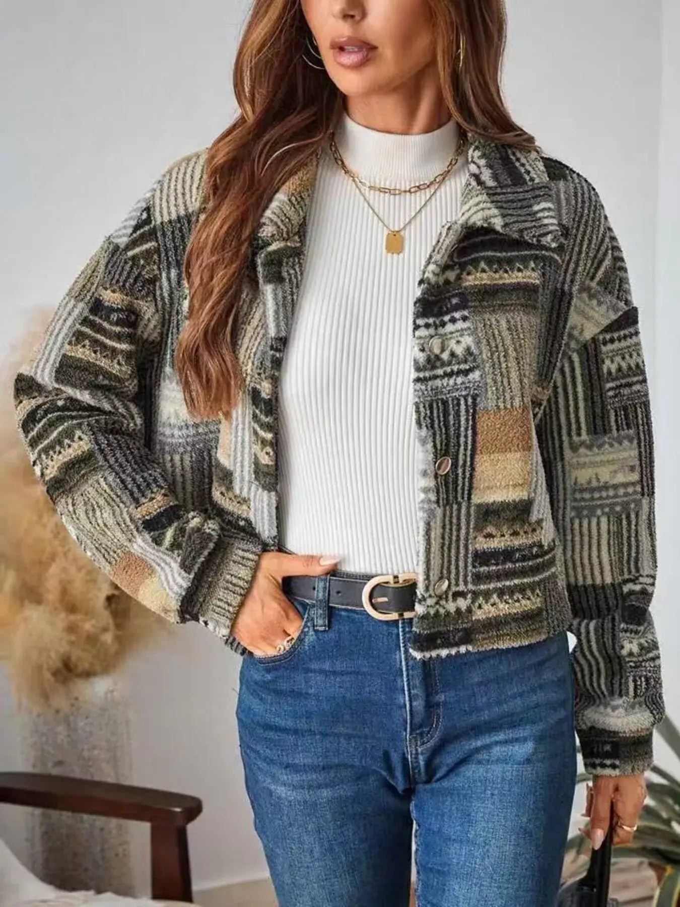 Button-Up Dropped Shoulder Jacket - Trendsi - Flyclothing LLC