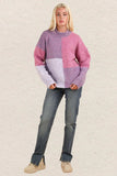 VERY J Color Block Mock Neck Drop Shoulder Sweater - Trendsi - Flyclothing LLC