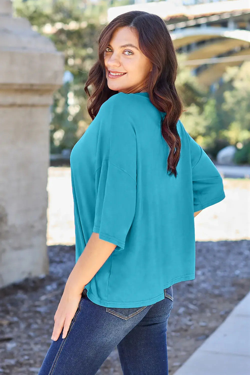 Basic Bae Full Size Round Neck Drop Shoulder T-Shirt - ShopBasicbae - Flyclothing LLC
