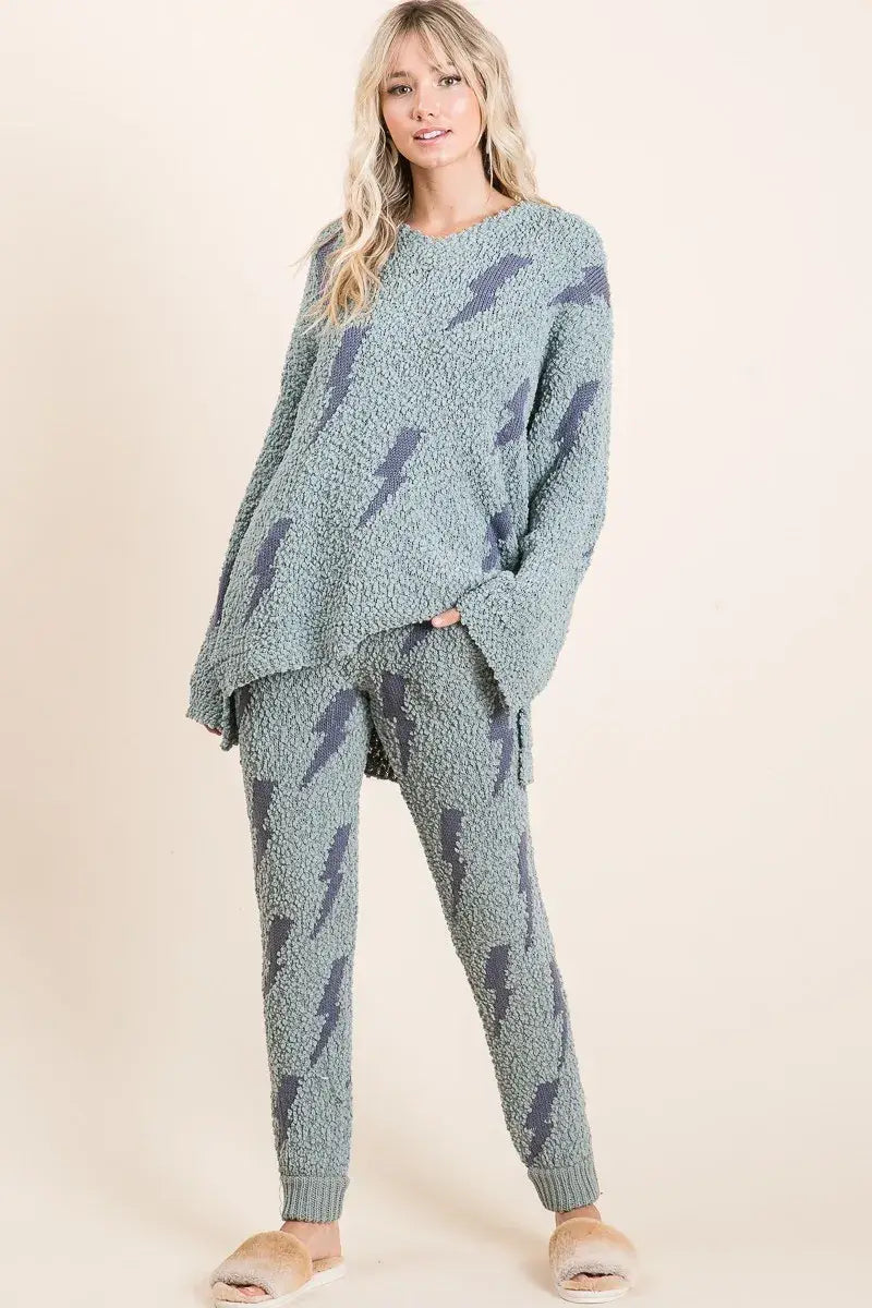 BiBi Cozy Soft Hairy Popcorn Sweater Pants - Trendsi - Flyclothing LLC