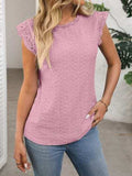 Lace Detail Round Neck Cap Sleeve Top - Trendsi - Flyclothing LLC