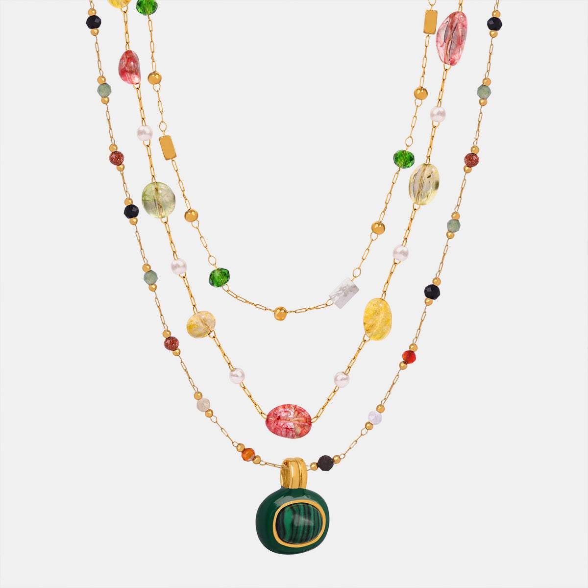 Titanium Steel Gold-plated Bead Necklace - Trendsi - Flyclothing LLC