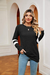 Round Neck Long Sleeve Top - Trendsi - Flyclothing LLC