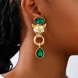18K Gold-Plated Leopard Teardrop Earrings - Trendsi - Flyclothing LLC