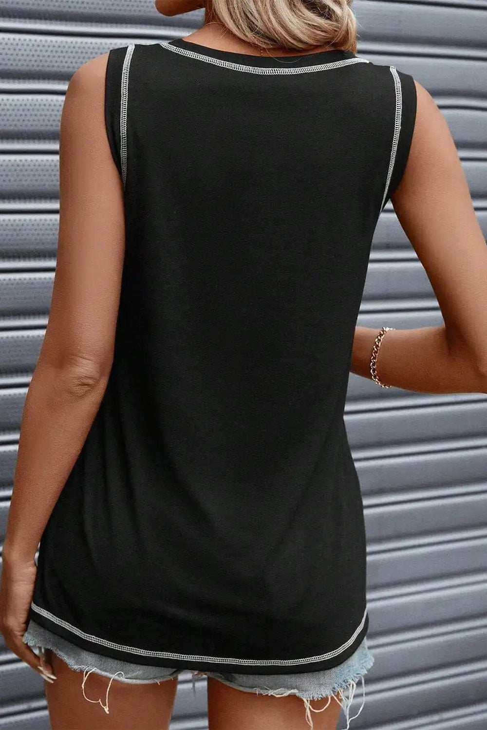 Graphic Round Neck Tank - Trendsi - Flyclothing LLC