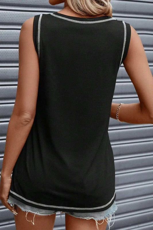 Graphic Round Neck Tank - Trendsi - Flyclothing LLC