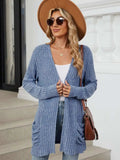 Pocketed Open Front Long Sleeve Cardigan - Trendsi - Flyclothing LLC