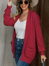 Open Front Long Sleeve Sweater Cardigan - Trendsi - Flyclothing LLC
