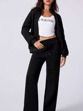 Drop Shoulder Zip Up Jacket and Drawstring Pants Active 2pcs Set - Trendsi - Flyclothing LLC