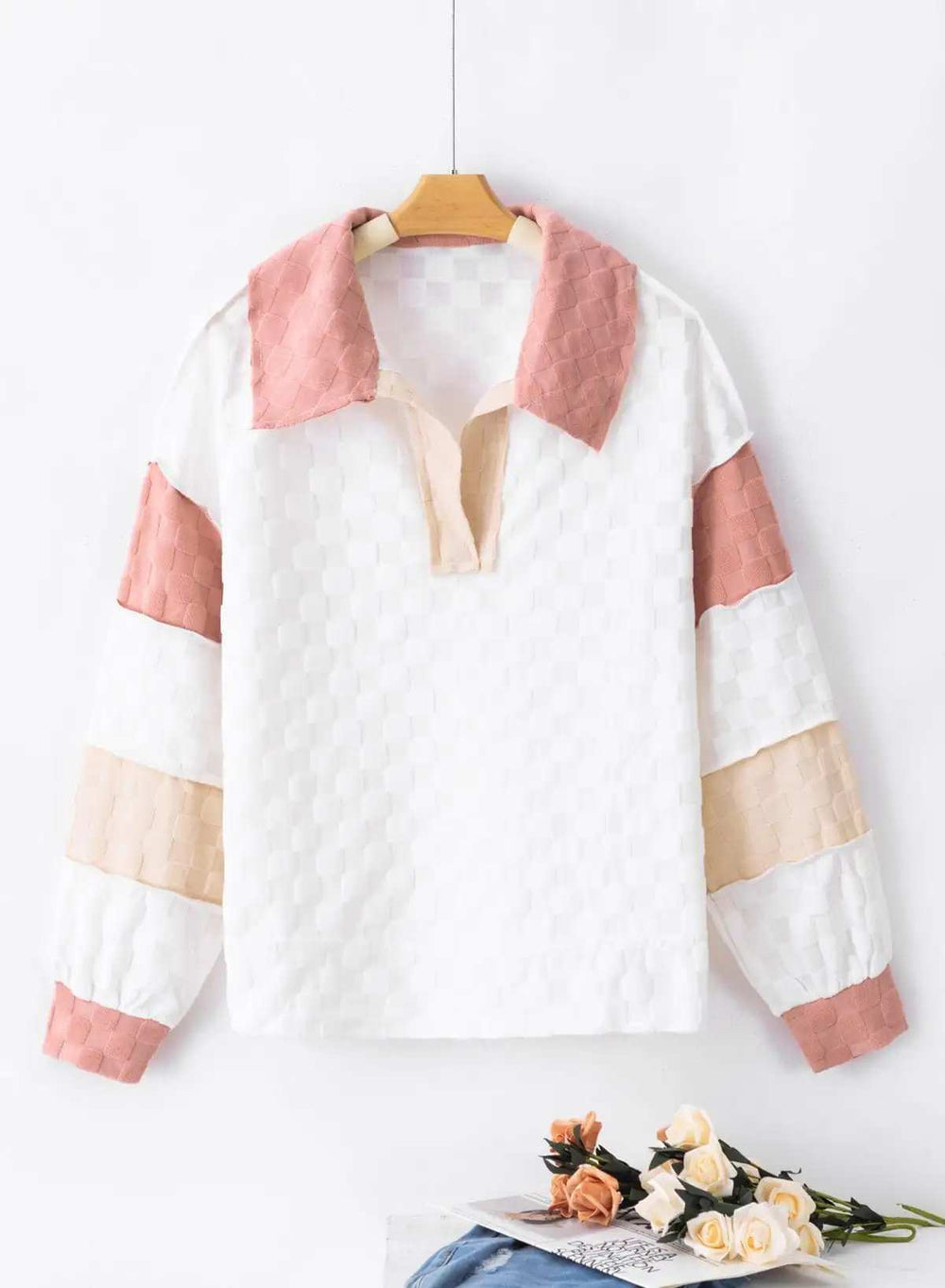 Exposed Seam Side Slit Color Block Long Sleeve Sweatshirt - Trendsi - Flyclothing LLC
