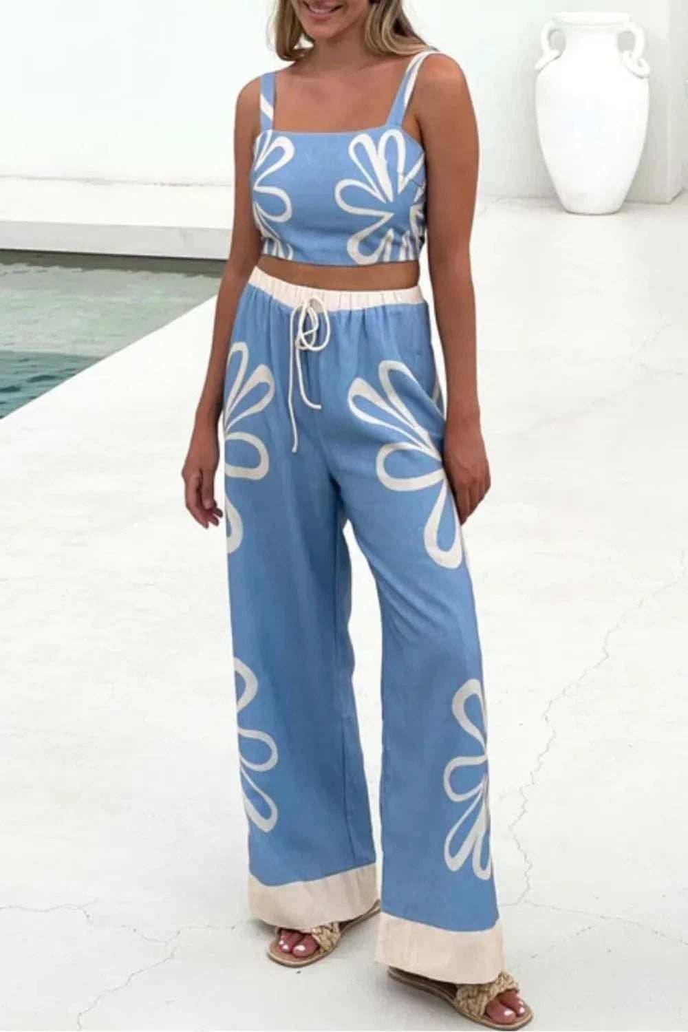 Smocked Square Neck Cami and Pants Set - Trendsi - Flyclothing LLC