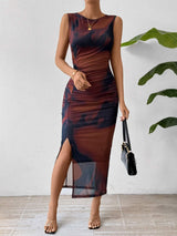 Slit Round Neck Midi Tank Dress - Trendsi - Flyclothing LLC