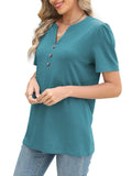 Notched Short Sleeve T-Shirt - Trendsi