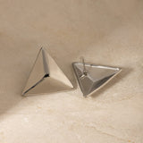 Stainless Steel 3D Triangle Earrings - Trendsi