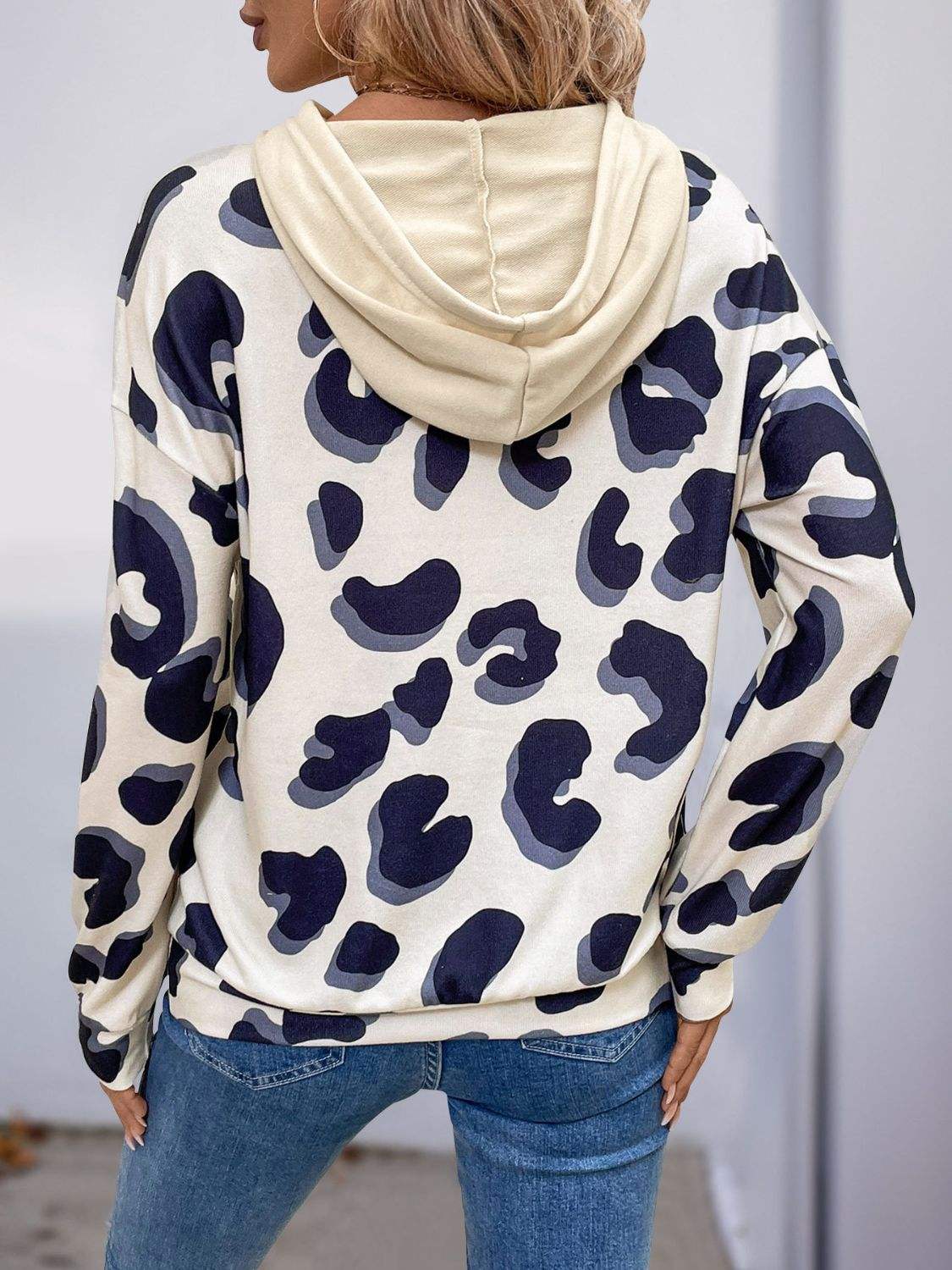 Perfee Drawstring Faux Layered Long Sleeve Hoodie - Trendsi - Flyclothing LLC