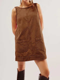 Mandy Round Neck Wide Strap Mini Dress with Pockets - Trendsi - Flyclothing LLC