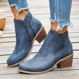 Round Toe Block Heels Boots - Trendsi - Flyclothing LLC