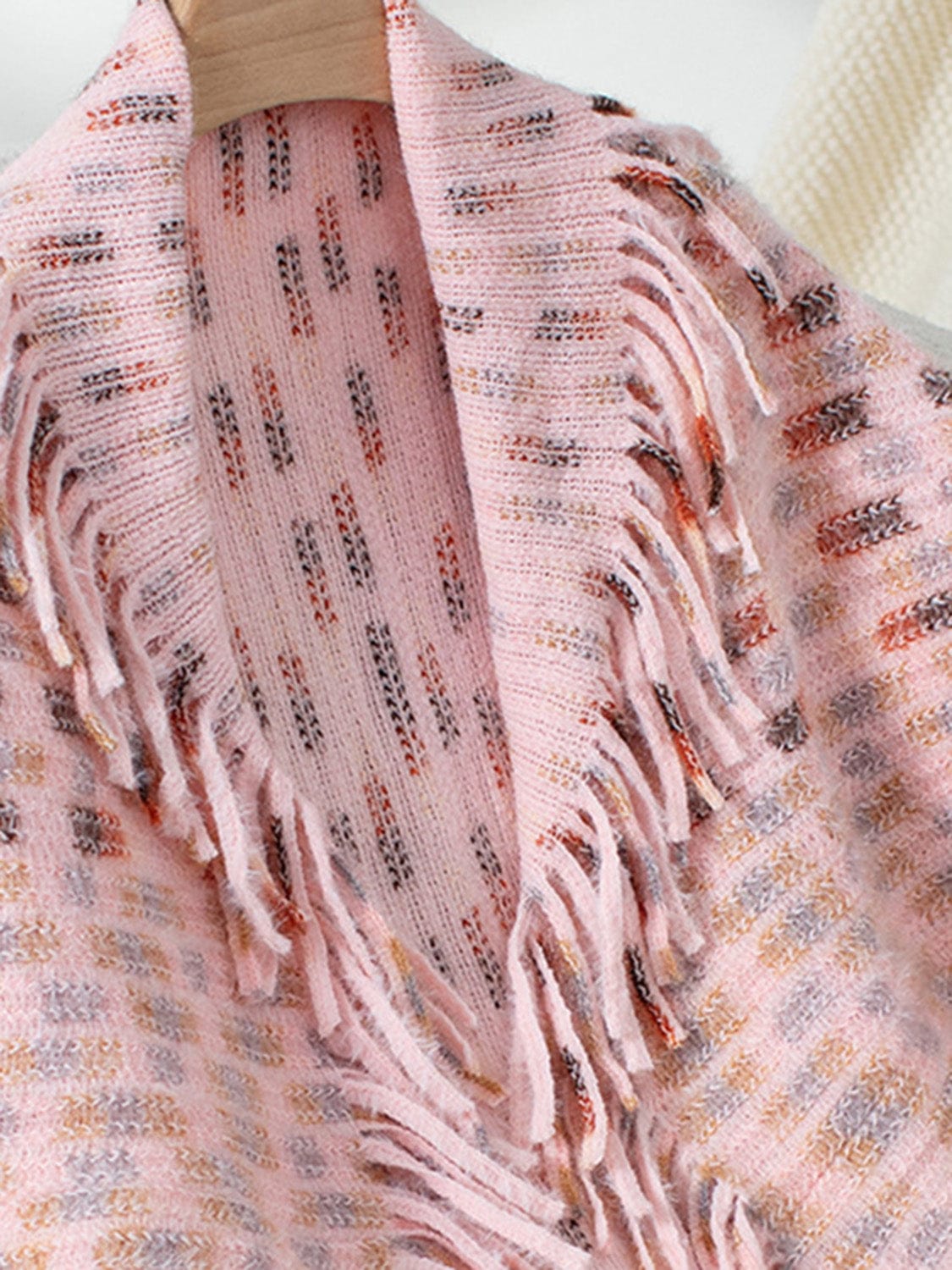 Fringe Open Front Half Sleeve Poncho - Trendsi