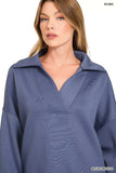 Zenana Scuba Collared Pullover and Pants Set - Trendsi - Flyclothing LLC