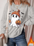 Halloween Ghost Round Neck Sweatshirt - Trendsi - Flyclothing LLC