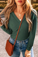 Surplice Long Sleeve Bodysuit - Trendsi - Flyclothing LLC
