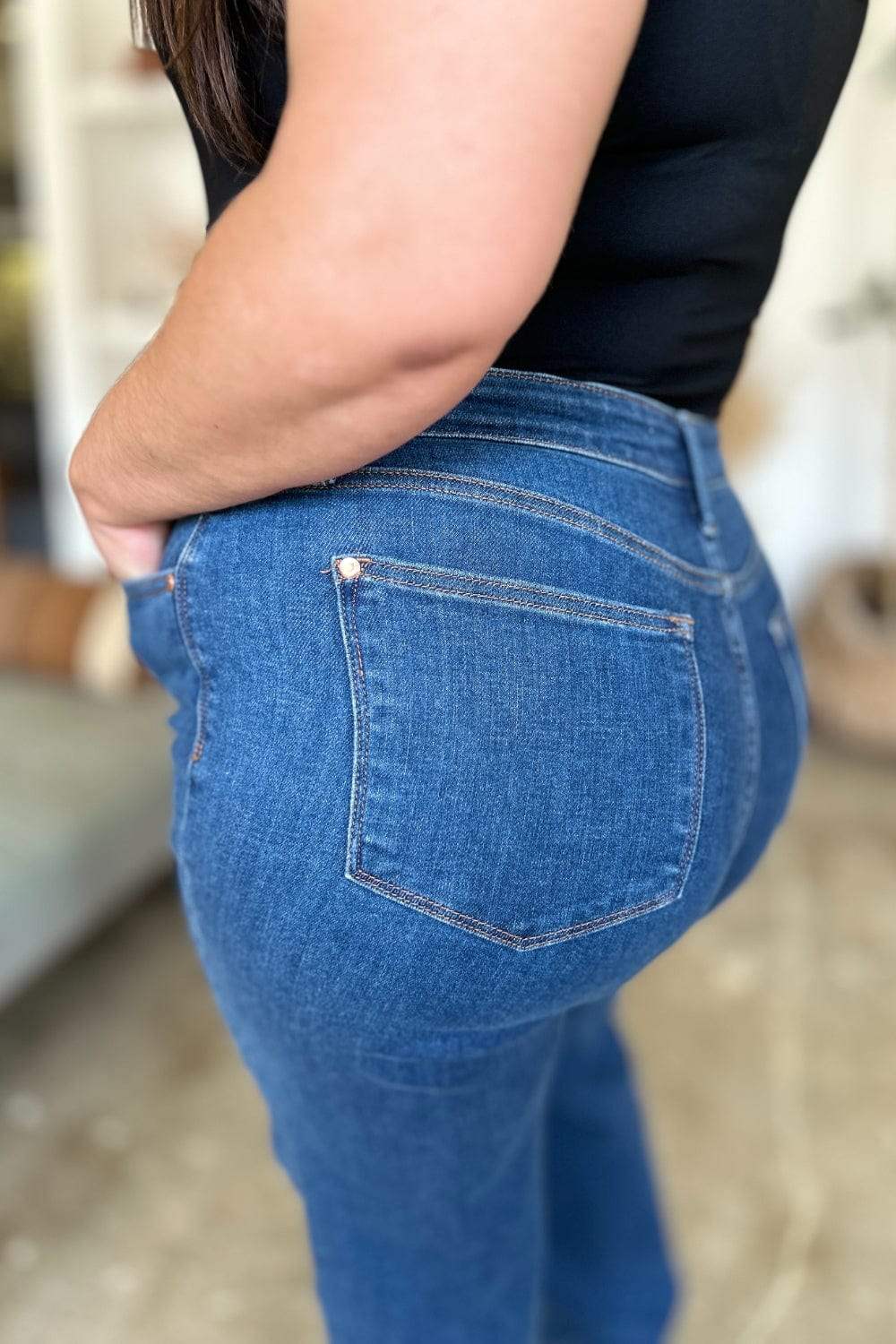 Judy Blue Full Size High Rise Straight Jeans - Trendsi - Flyclothing LLC