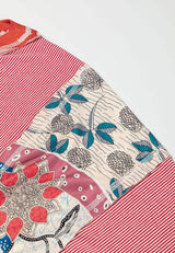 Striped Floral Patchwork Round Neck Top - Trendsi - Flyclothing LLC