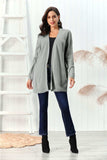 Cable-Knit Open Front Long Sleeve Cardigan - Trendsi - Flyclothing LLC