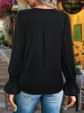 V-Neck Flounce Sleeve Blouse - Trendsi