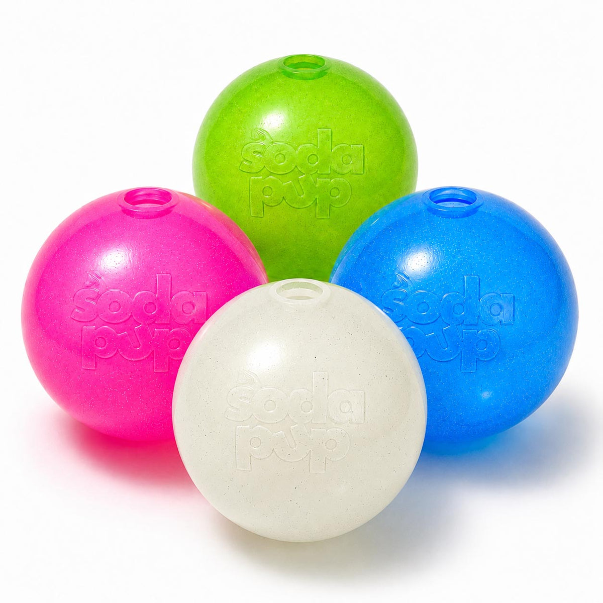 Glitter Ball Dog Toy | Soft PUP-X Rubber Floating Fetch Ball with Treat Dispenser | USA Made - SodaPup/True Dogs, LLC - Flyclothing LLC